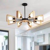 Nordic Solid Wood Black & White Pendant – 3/5/6/8 Lights, E27 LED W... - InfinityMarket - Ceiling - Ceiling Lamp