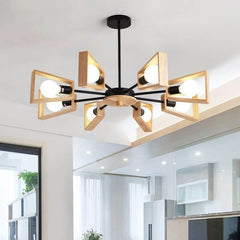 Nordic Solid Wood Black & White Pendant – 3/5/6/8 Lights, E27 LED W... - InfinityMarket - Ceiling - Ceiling Lamp - Ceiling Light