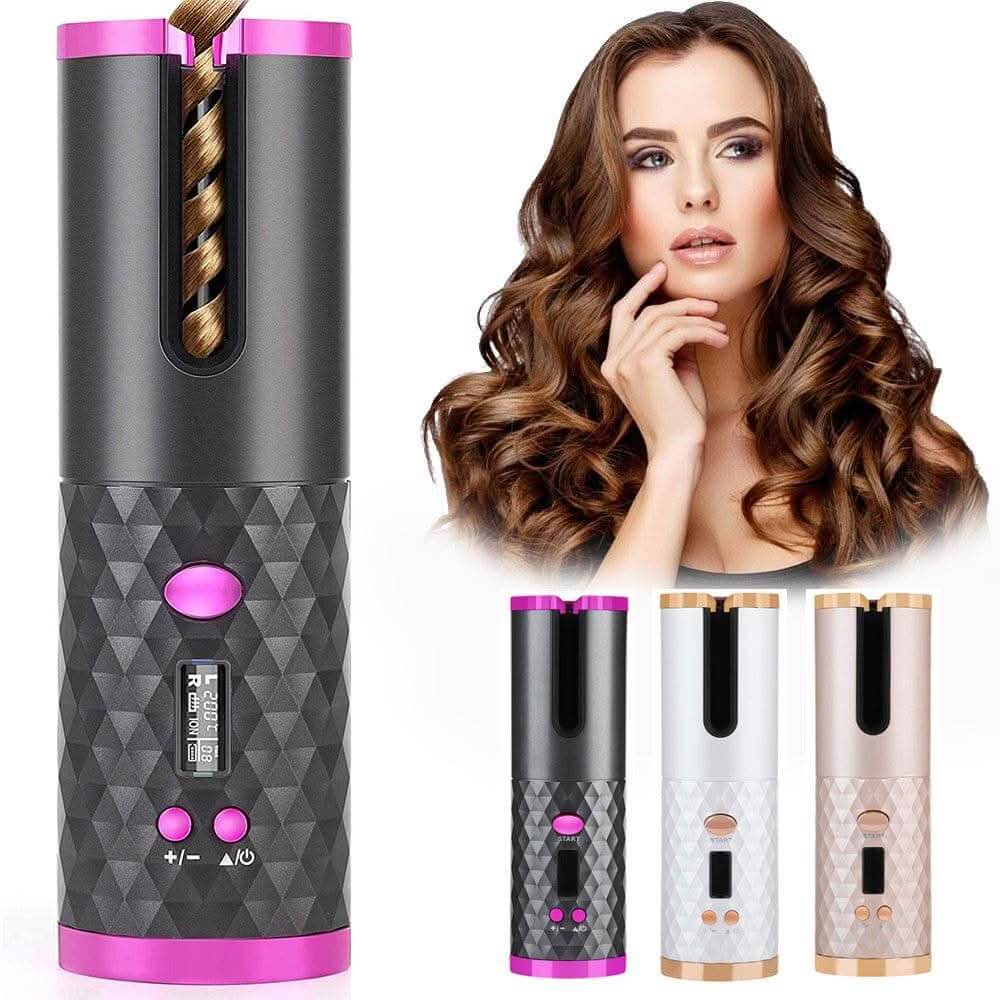 Rechargeable Automatic Hair Curler - Portable, LCD Display, Ceramic... - InfinityMarket - Beauty - capelliAutomatico