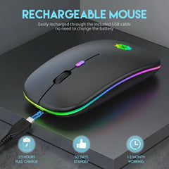 Rechargeable Wireless Mouse - 7 - Color LED, 2.4GHz, Silent, 1600 DPI - InfinityMarket - Bluetooth - Laptop