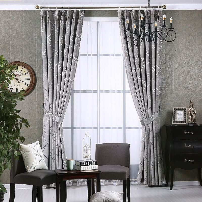 Solid Color Simple Modern Light Luxury Living Room Chenille Blackou... - InfinityMarket - Blackout curtains - curtains - Living room