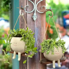 Swing Face Planter Pot Hanging Basket - InfinityMarket - Decorative vases - flower vase - Garden