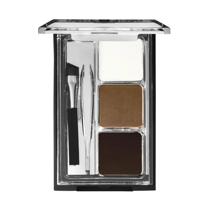 Wet N Wild Ultimate Brow Kit Soft Brown per sopracciglia perfette, include polvere, cera e pennello per un look naturale.