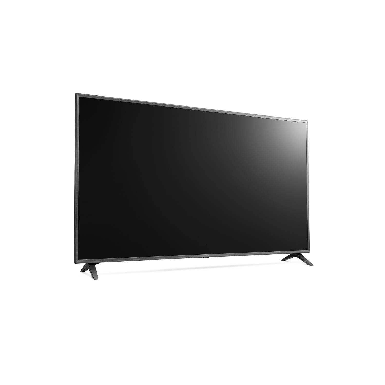 Vista angolata del televisore LG 55UR781C0LK.AEU con schermo nero spento, ideale per ambienti domestici moderni
