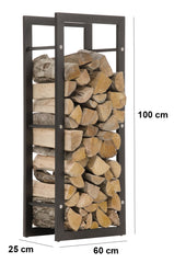 Kaminholzständer Keri 25x60x100 - schwarz-matt