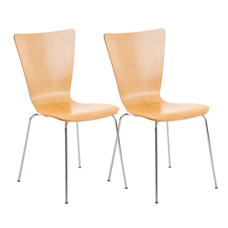 Set di 2 sedie attesa impilabili Aaron in legno naturale, design classico e versatile per ogni ambiente.