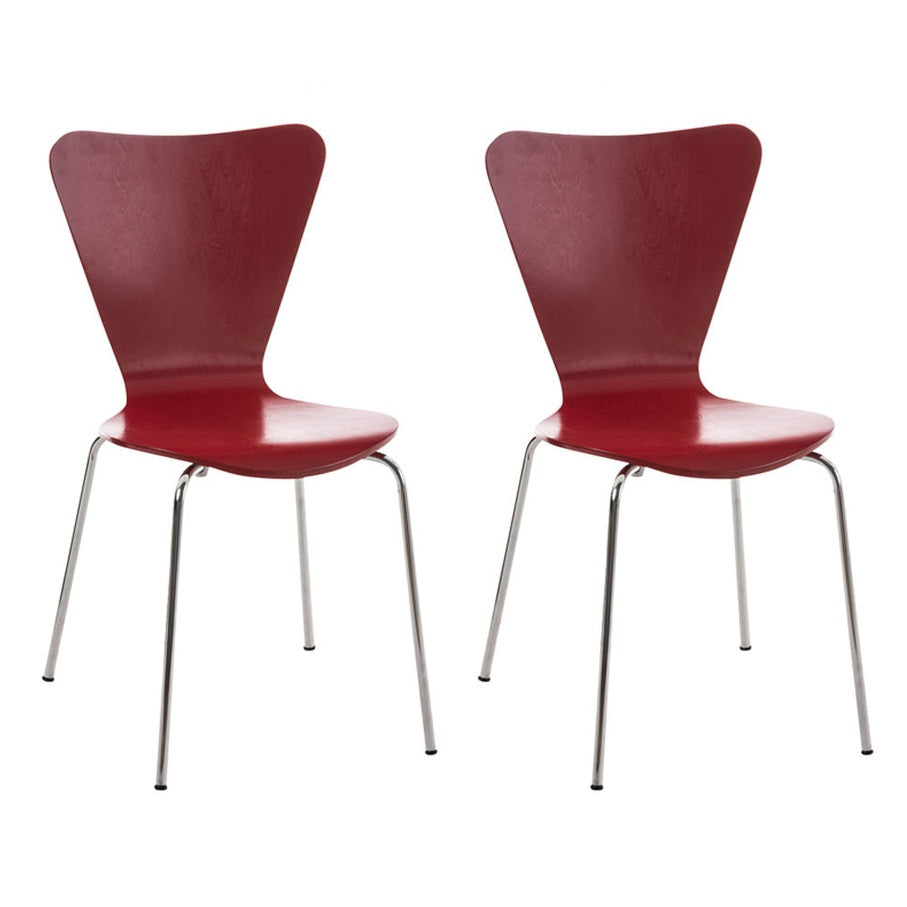 Set di due sedie visitatore Calisto rosse, perfette per sale d'aspetto, fiere ed eventi con design elegante e funzionale.