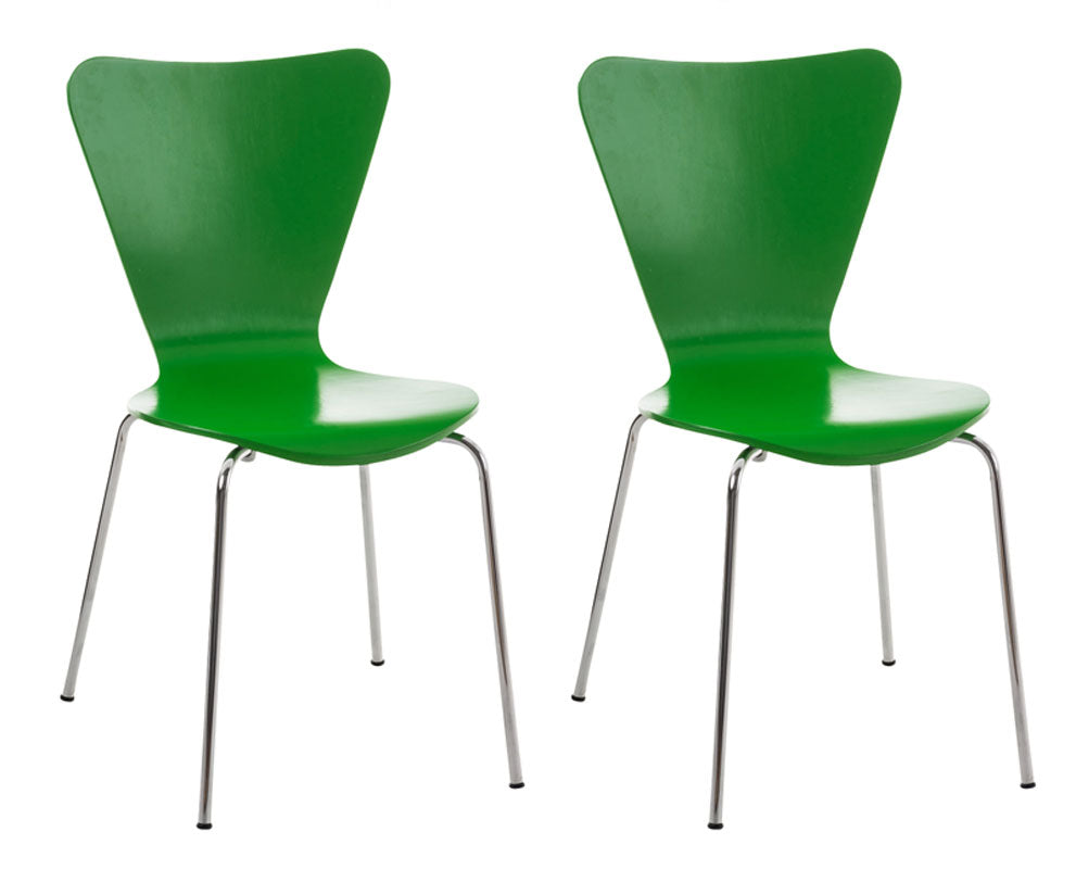 Set di due sedie visitatore Calisto verdi, perfette per sale d'aspetto e eventi, con design elegante e accogliente.