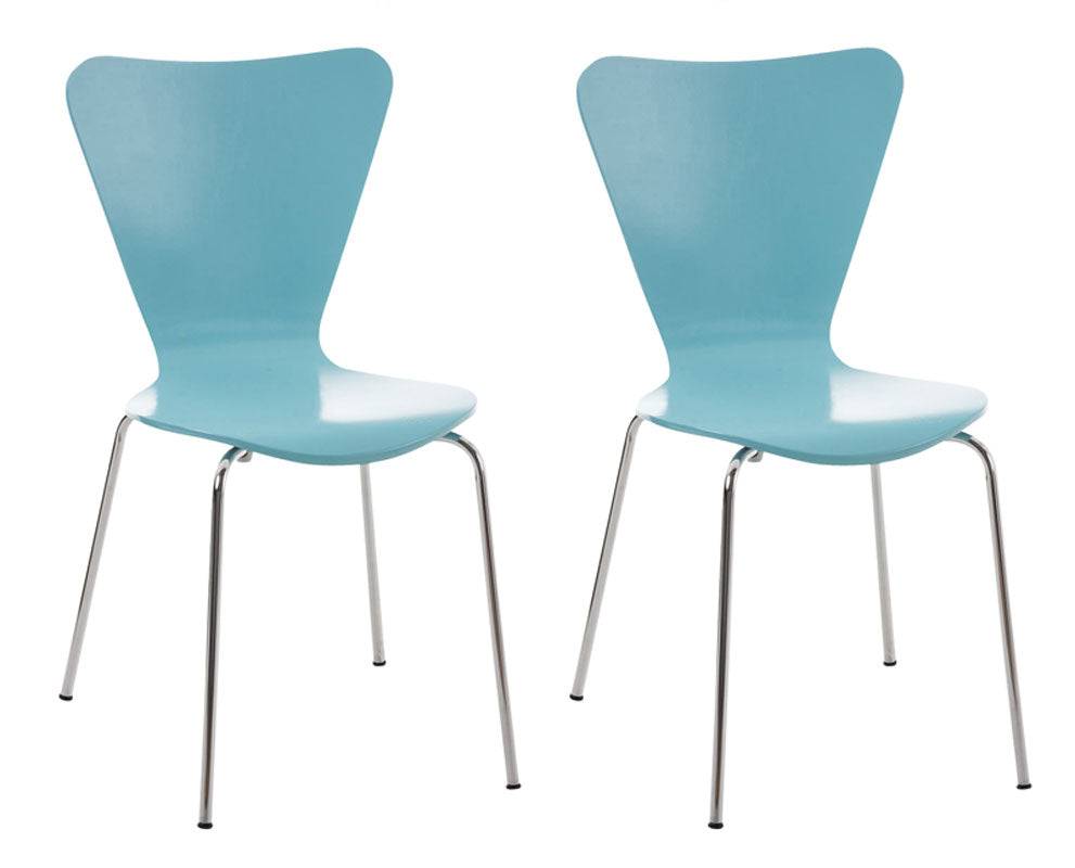Set di 2 sedie visitatore Calisto in helloblu, perfette per sale d'aspetto, fiere ed eventi. Design elegante e funzionale.