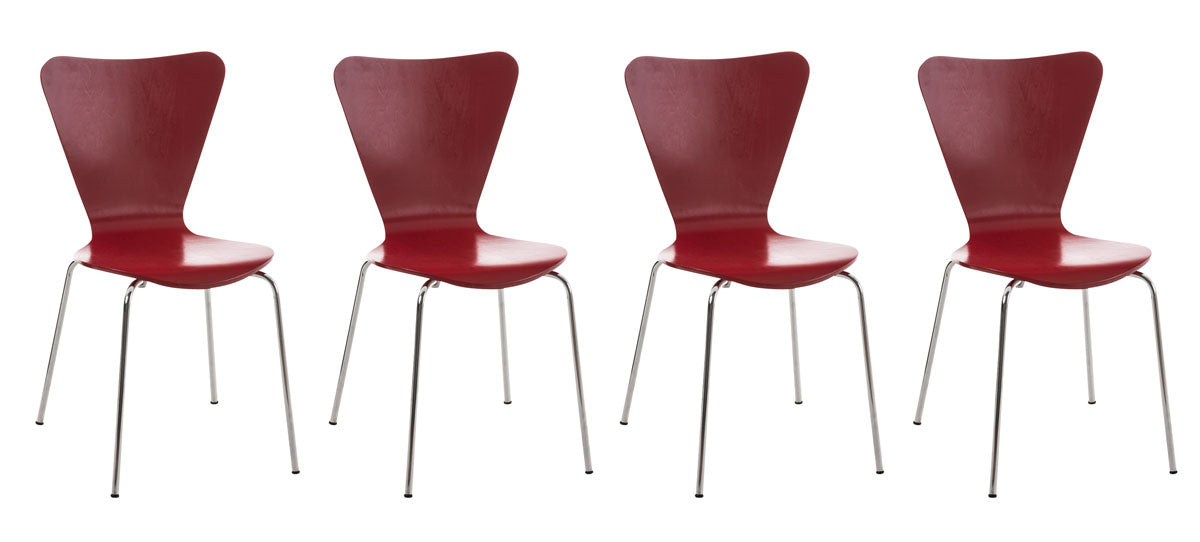 4er Set Besucherstuhl Calisto - rot