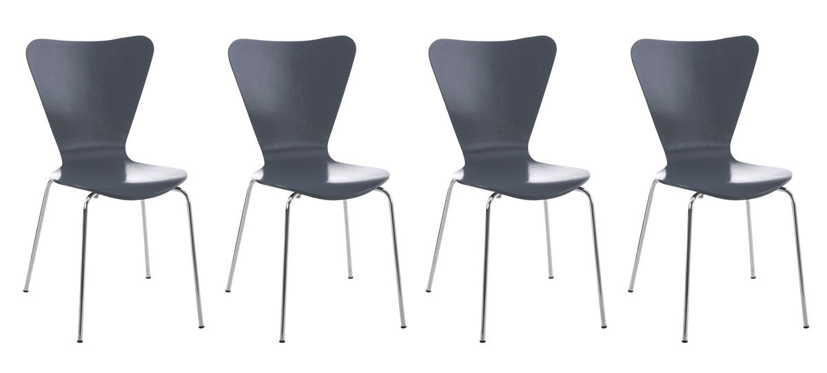 4er Set Besucherstuhl Calisto - grau