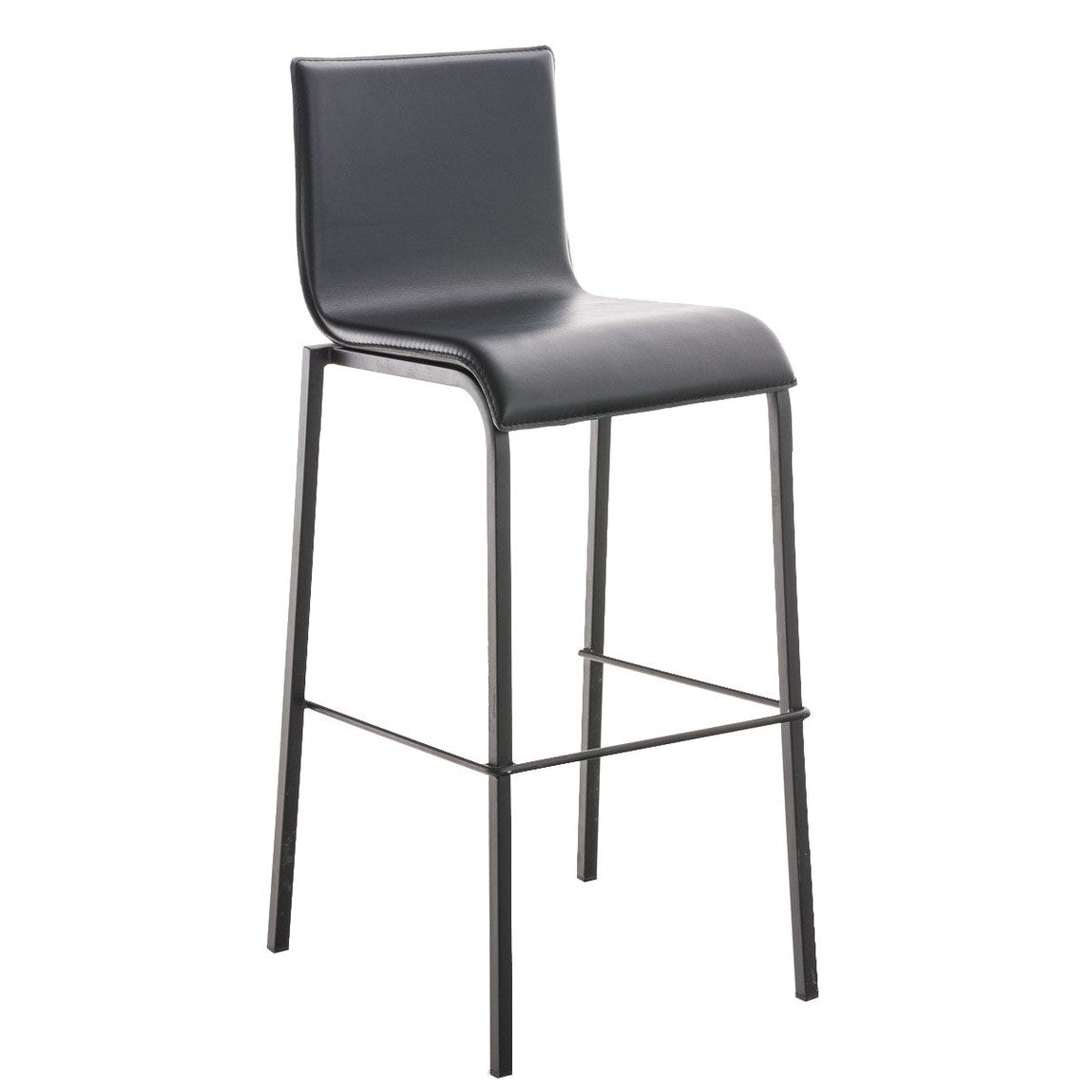 Barhocker Avola Leder Flach B78 - schwarz - InfinityMarket