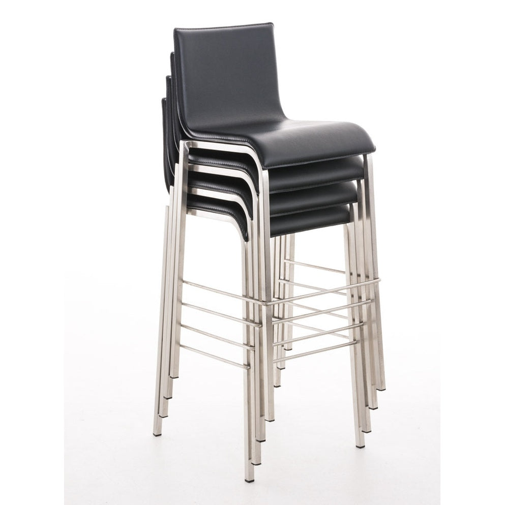 Barhocker Avola Leder Flach B78 - schwarz - InfinityMarket