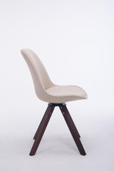 Besucherstuhl Troyes Drehbar Walnuss Stoff Square - creme