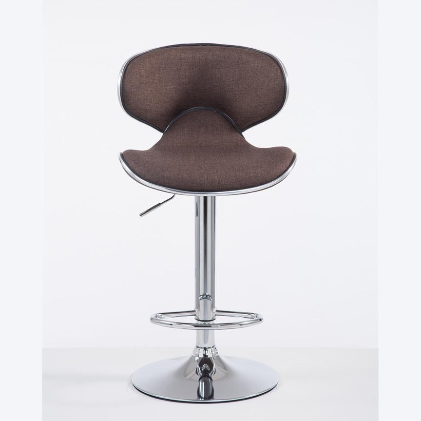Barhocker Las Vegas V2 Stoff chrom - braun - InfinityMarket