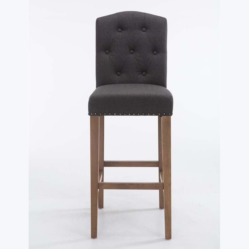 Barhocker Louise Stoff antik-hell - dunkelgrau - InfinityMarket