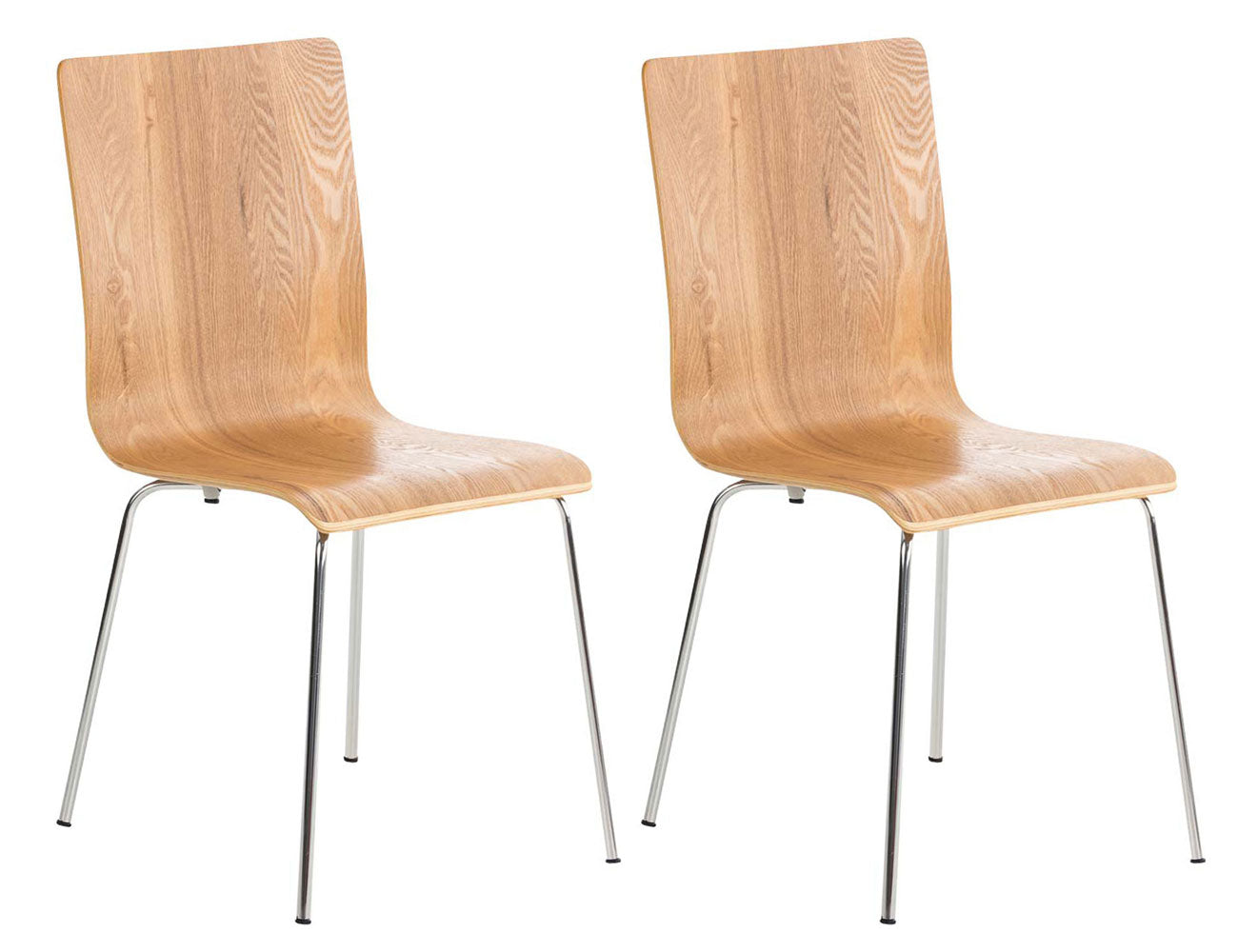 Set di 2 sedie visitatore Pepe in legno di quercia, perfette per sale d'attesa e eventi professionali.