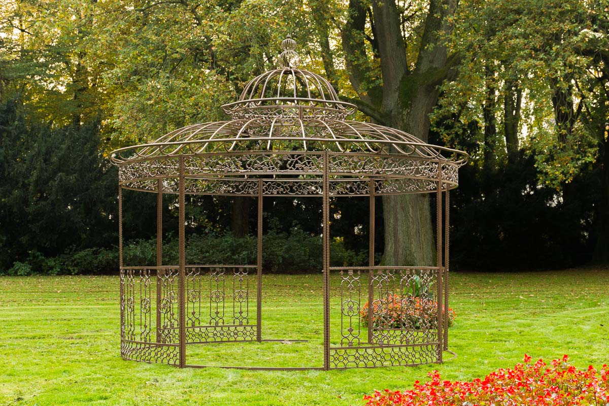 Luxus Pavillon Romantik V2 rund 350 cm - antik braun