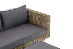 2er Sofa Molde mit Fußhocker Rundrattan natura 45 cm (Hellbraun) - eisengrau