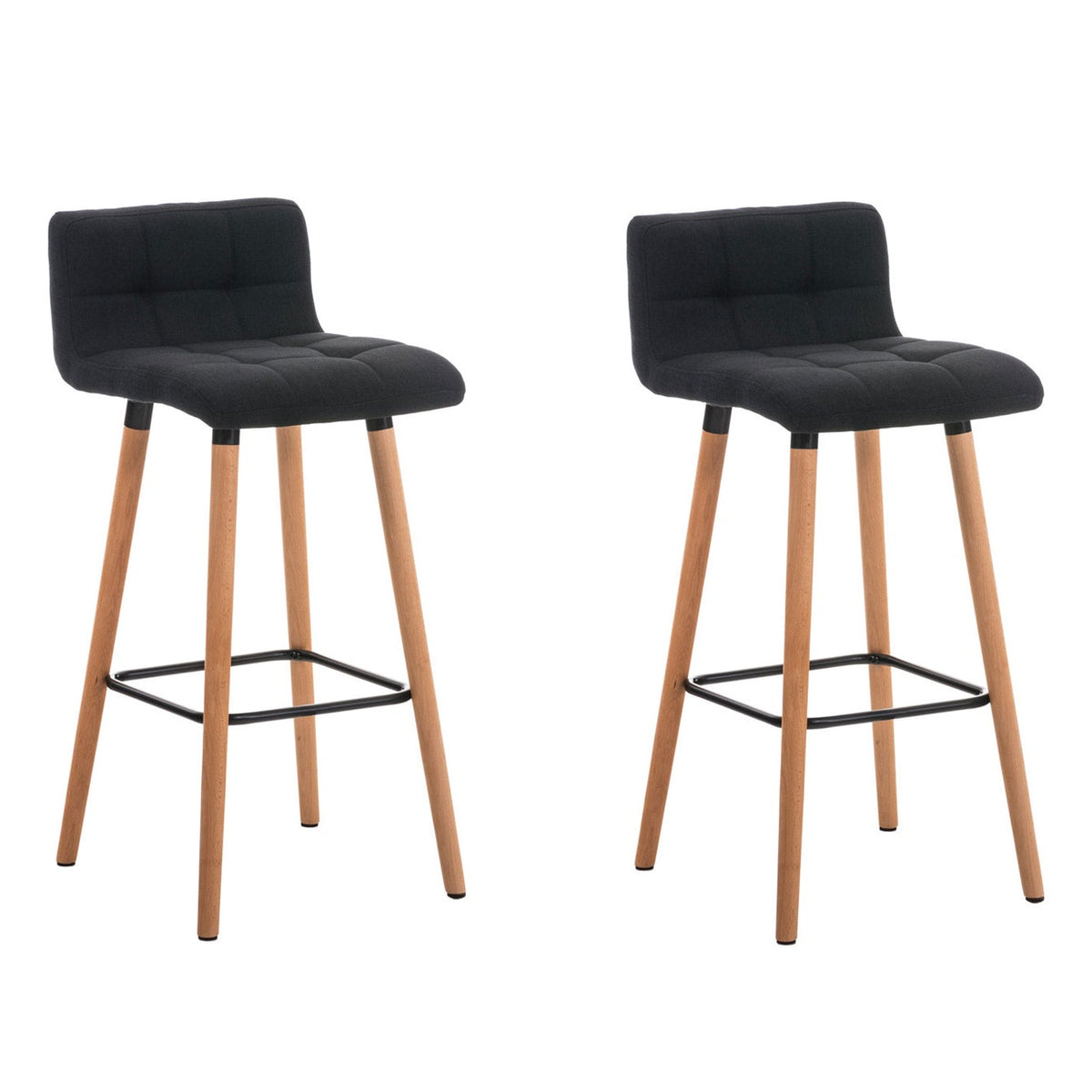 2er Set Barhocker Lincoln Stoff natura - schwarz