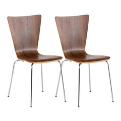 Set di 2 sedie attesa design Aaron in legno di noce, eleganti e impilabili, ideali per uffici e spazi pubblici.