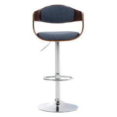 Barhocker Kingston C Stoff - walnuss/blau
