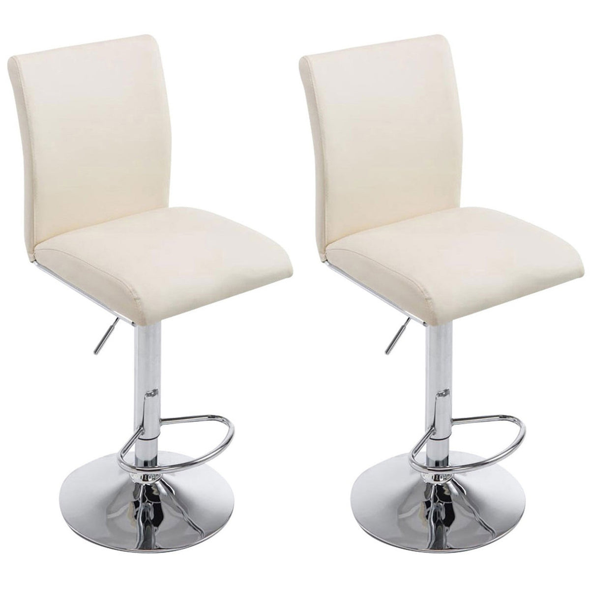 2er Set Barhocker Köln Kunstleder chrom - creme by Dropshipping-Europe – Barhocker