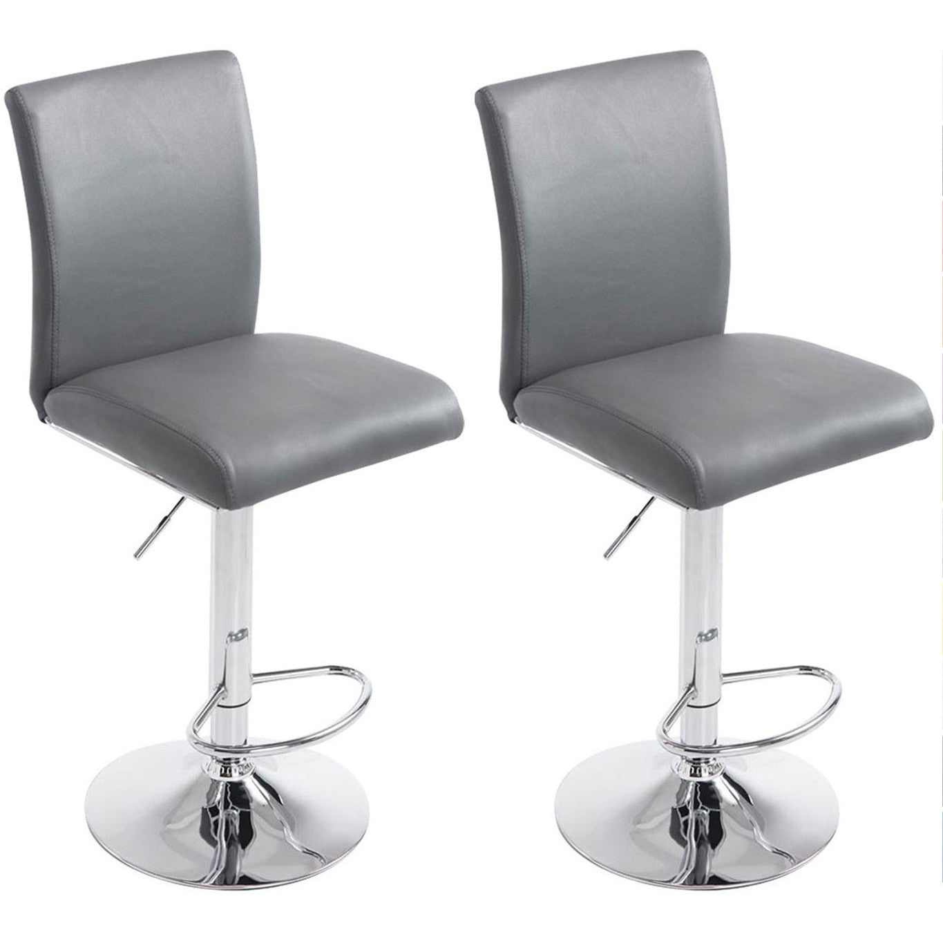 2er Set Barhocker Köln Kunstleder chrom - grau by Dropshipping-Europe – Barhocker