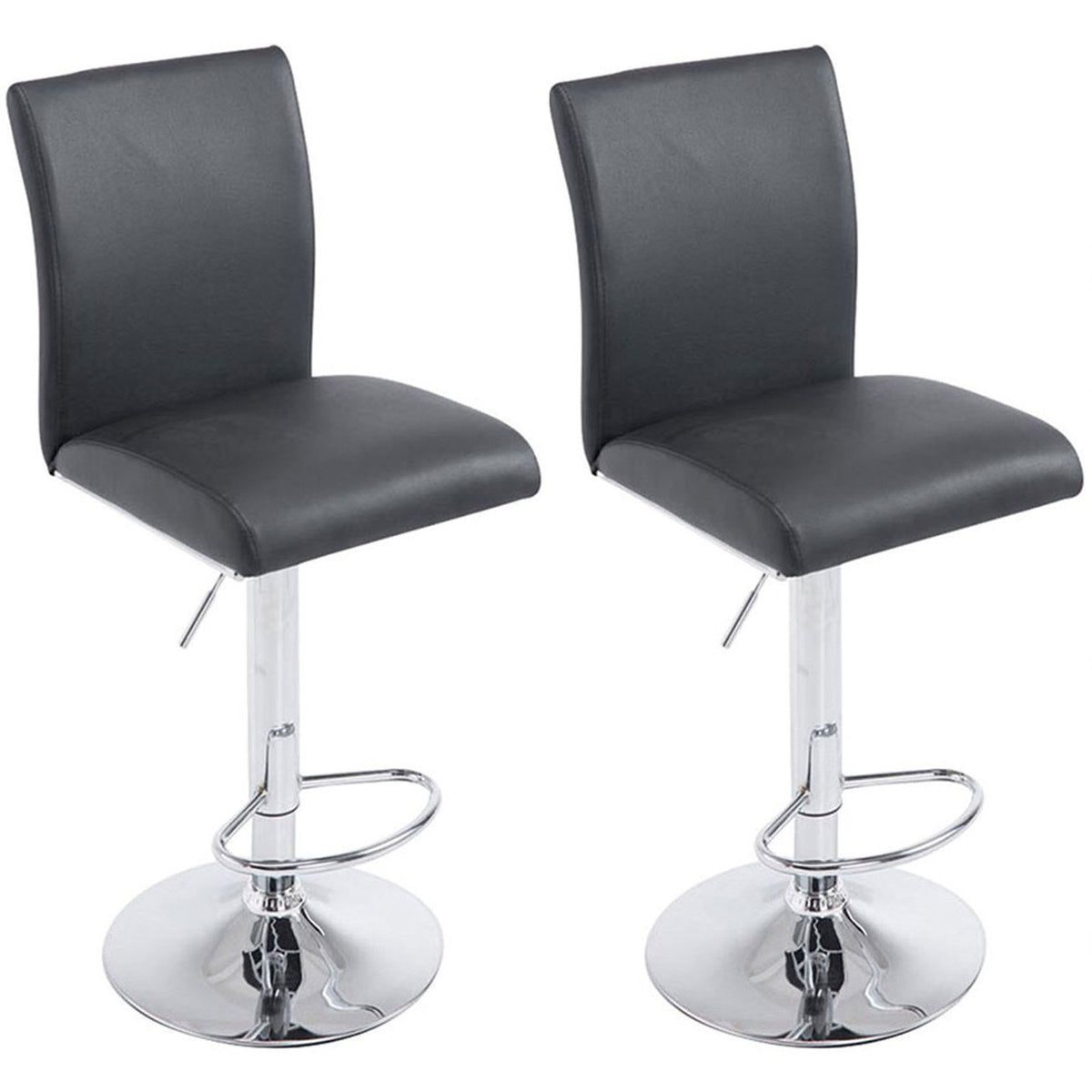 2er Set Barhocker Köln Kunstleder chrom - schwarz by Dropshipping-Europe – Barhocker