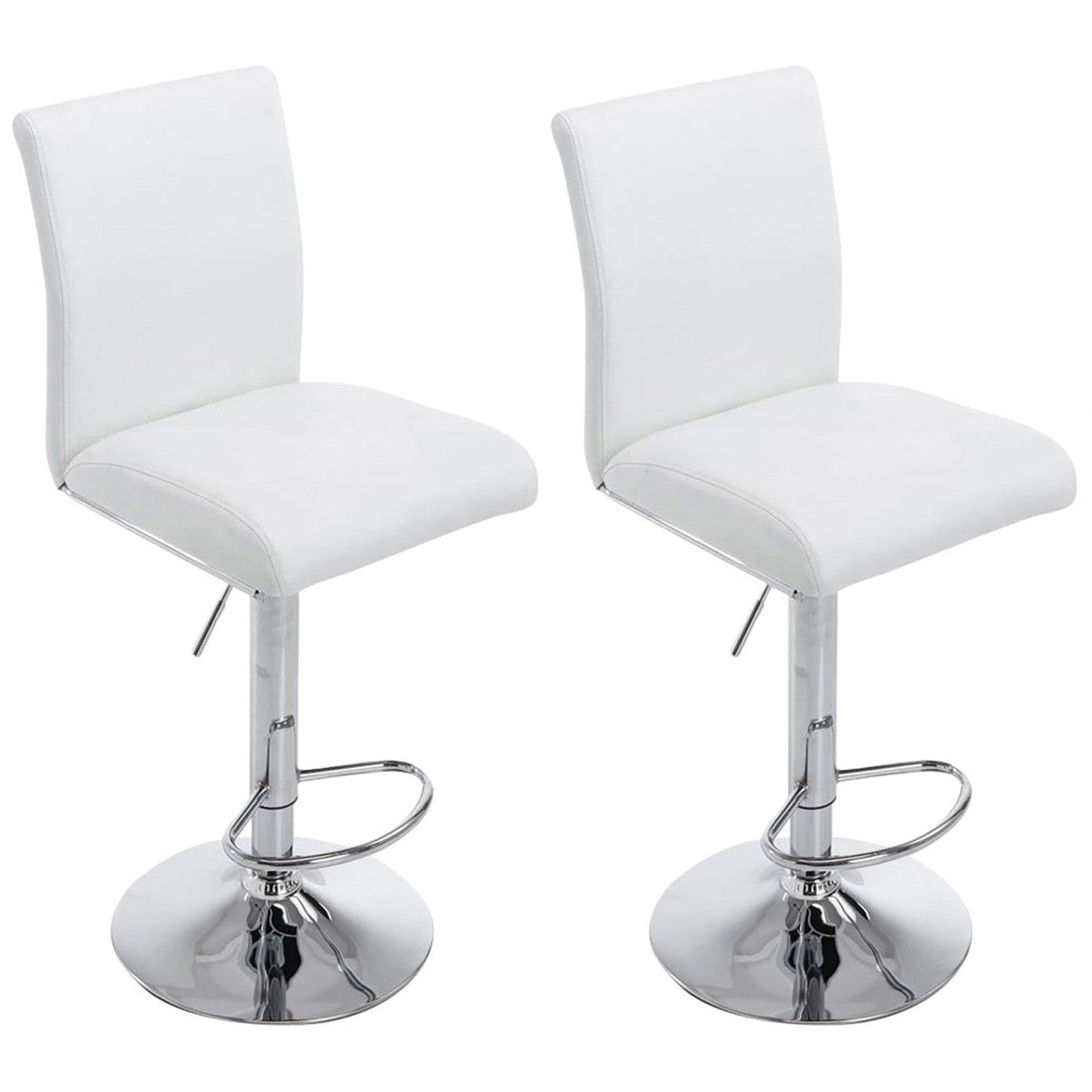 2er Set Barhocker Köln Kunstleder chrom - weiß by Dropshipping-Europe – Barhocker