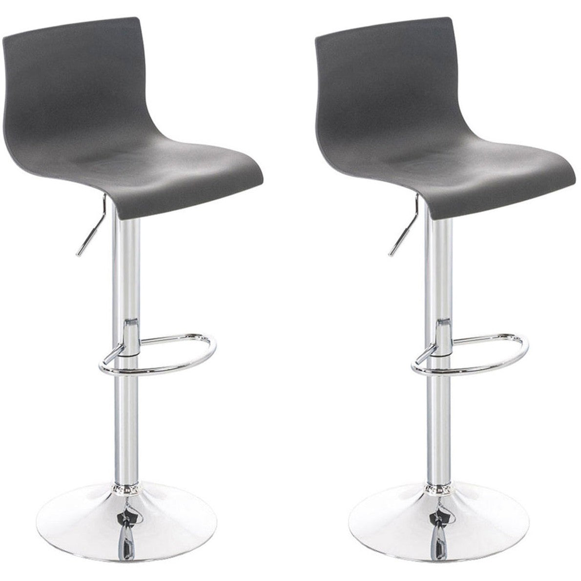2er Set Barhocker Hoover Kunststoff chrom - grau