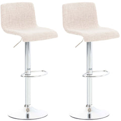 2er Set Barhocker Hoover Stoff chrom - creme