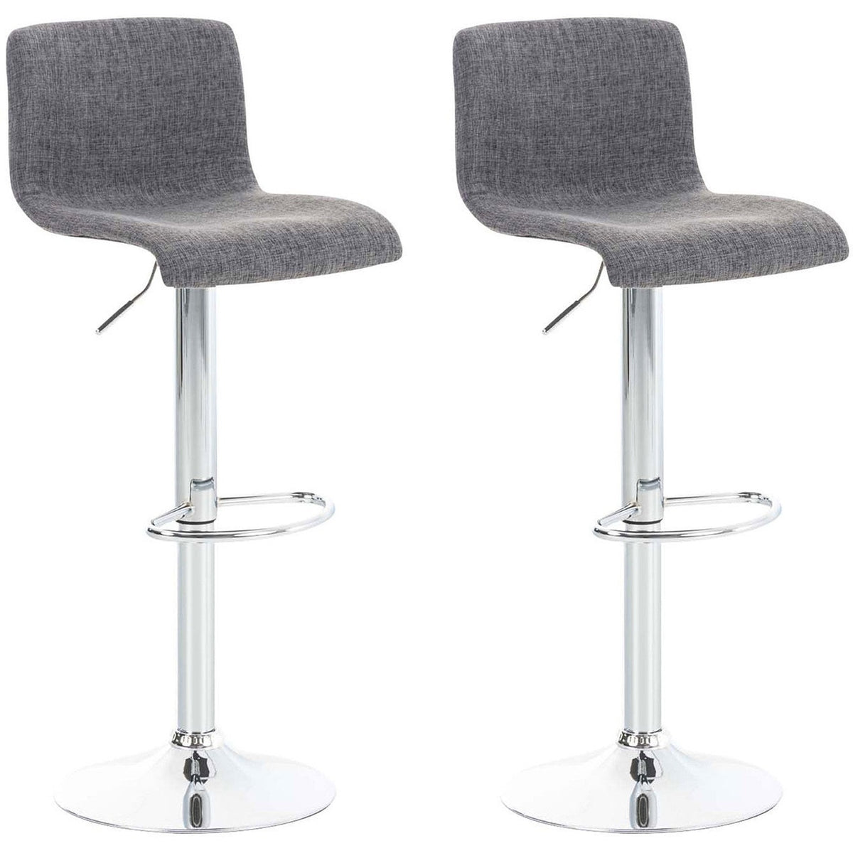 2er Set Barhocker Hoover Stoff chrom - hellgrau
