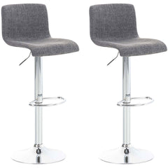 2er Set Barhocker Hoover Stoff chrom - hellgrau