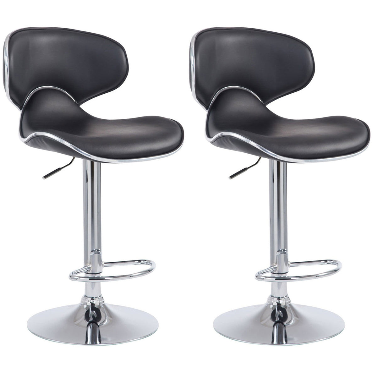 2er Set Barhocker Las Vegas V2 Kunstleder chrom - schwarz