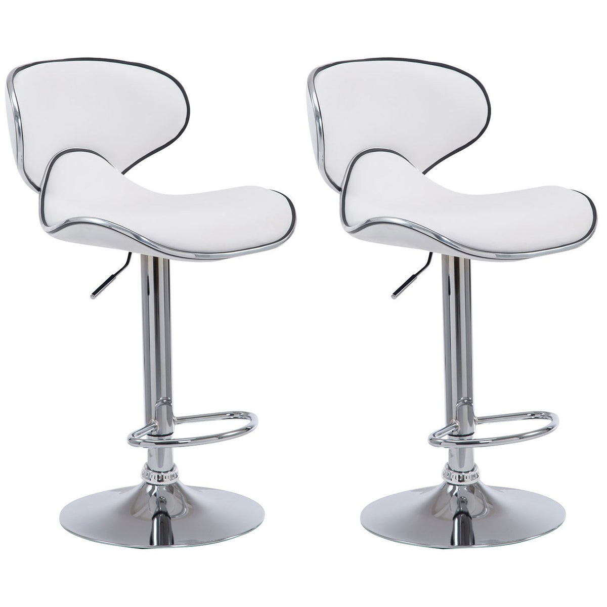 2er Set Barhocker Las Vegas V2 Kunstleder chrom - weiß