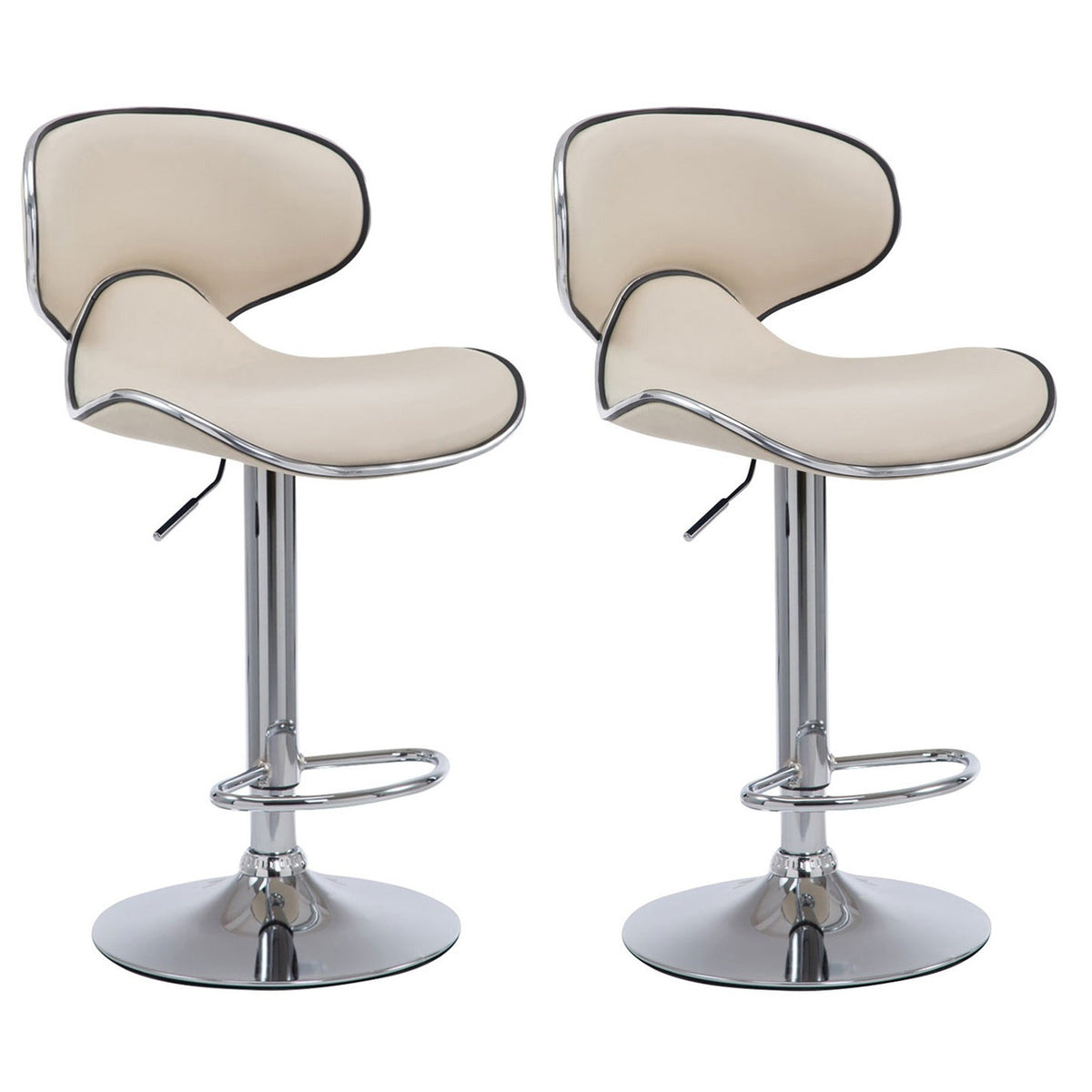 2er Set Barhocker Las Vegas V2 Kunstleder chrom - creme