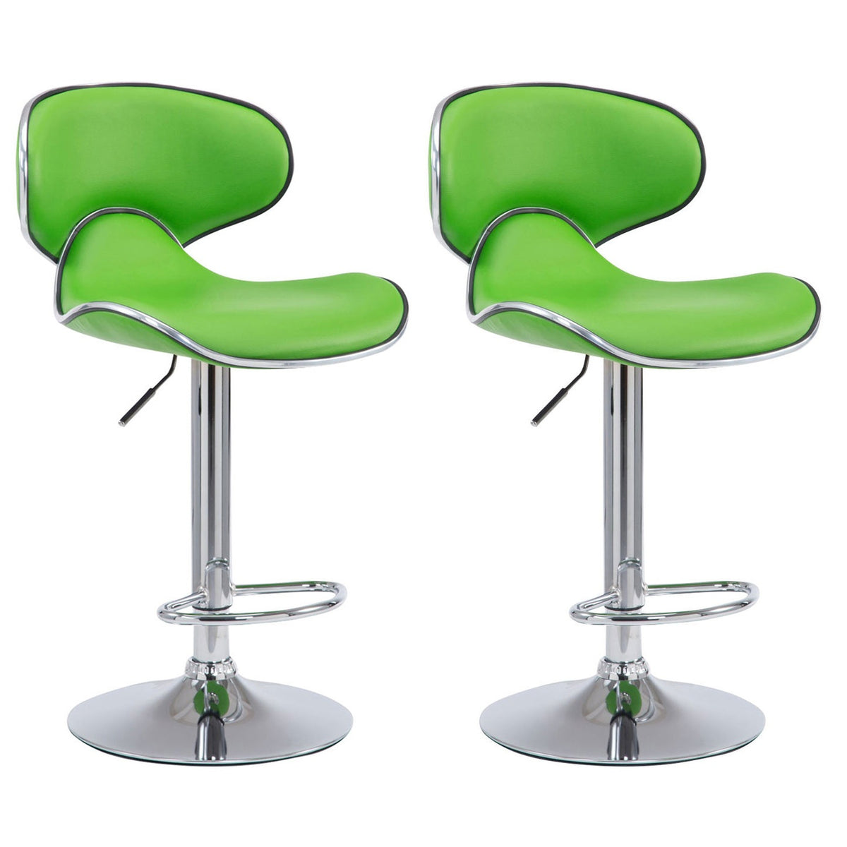 2er Set Barhocker Las Vegas V2 Kunstleder chrom - grün