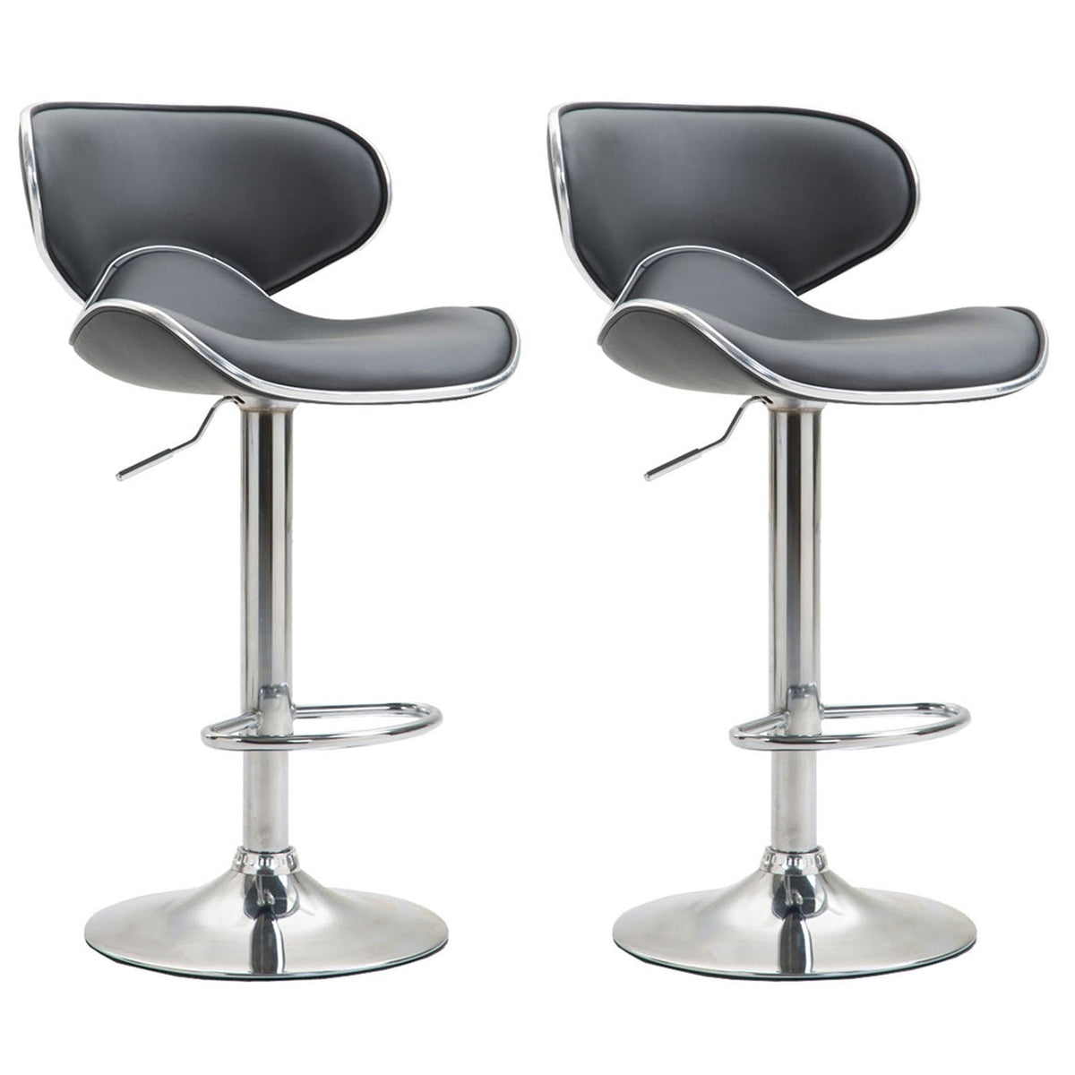 2er Set Barhocker Las Vegas V2 Kunstleder chrom - grau