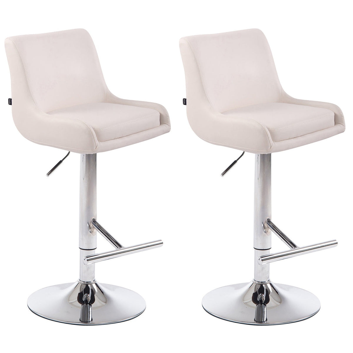 2er Set Barhocker Club Kunstleder chrom - weiß