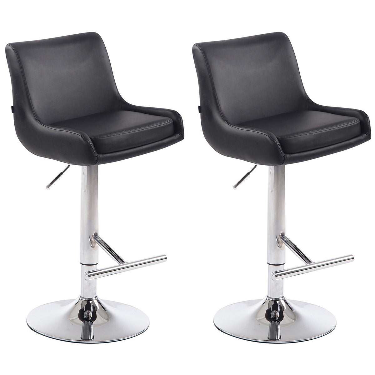 2er Set Barhocker Club Kunstleder chrom - schwarz
