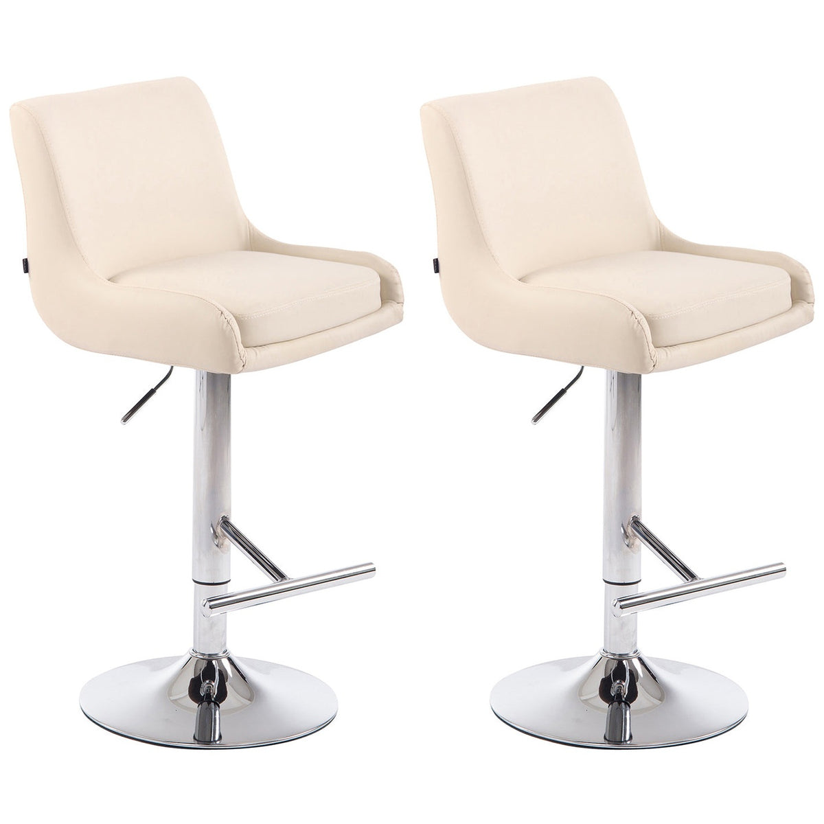 2er Set Barhocker Club Kunstleder chrom - creme