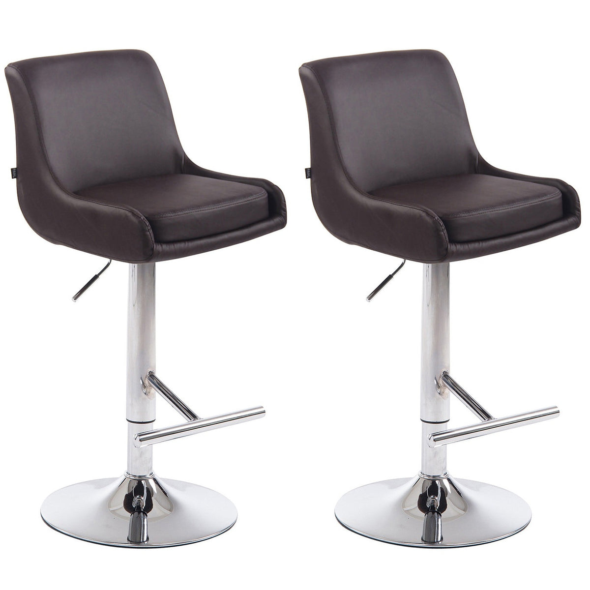 2er Set Barhocker Club Kunstleder chrom - braun