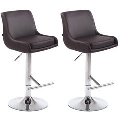 2er Set Barhocker Club Kunstleder chrom - braun