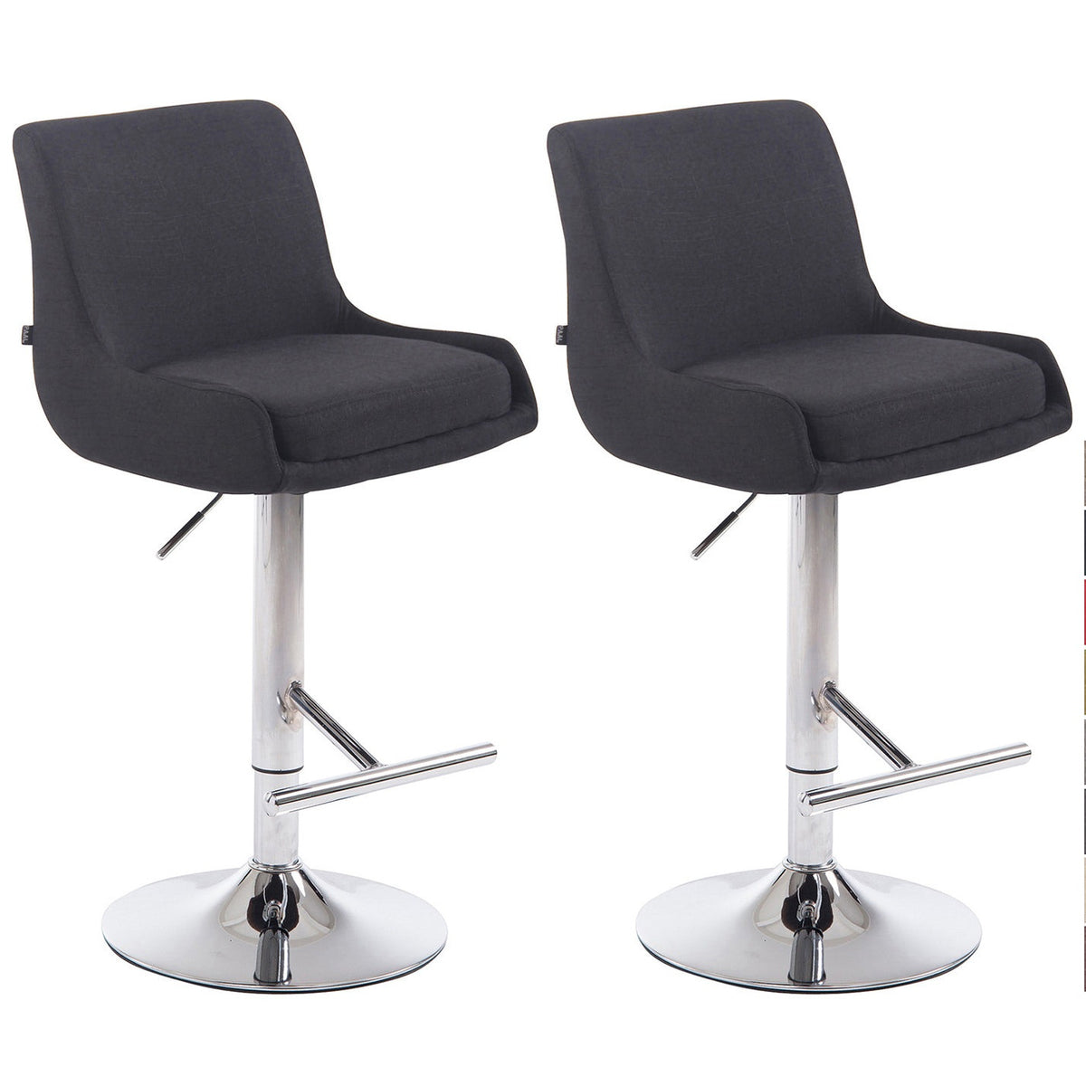 2er Set Barhocker Club Stoff chrom - schwarz