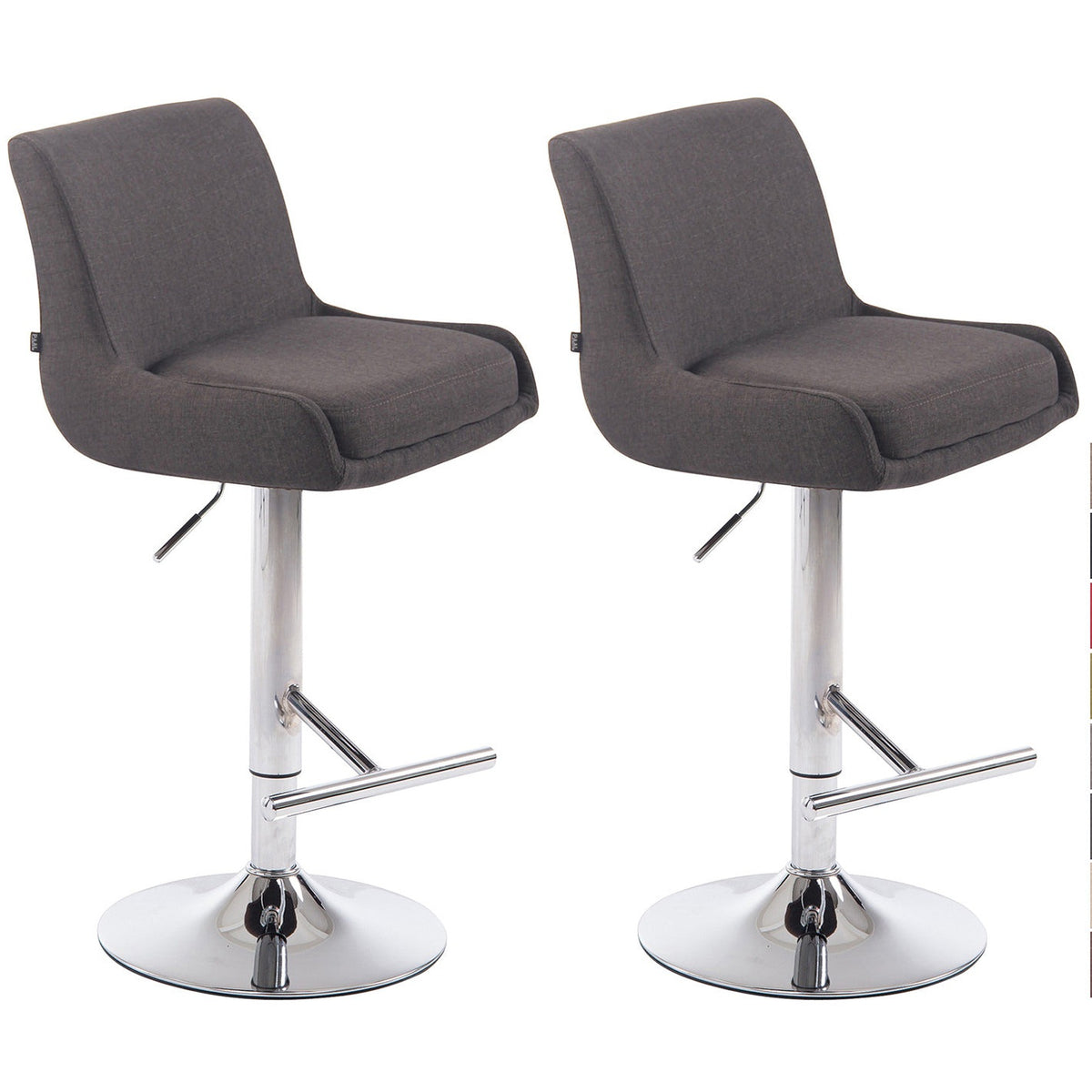 2er Set Barhocker Club Stoff chrom - dunkelgrau