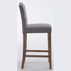 2er Set Barhocker Louise Stoff antik-hell - hellgrau