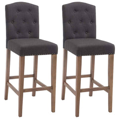 2er Set Barhocker Louise Stoff antik-hell - dunkelgrau