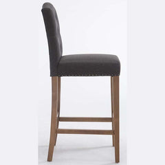 2er Set Barhocker Louise Stoff antik-hell - dunkelgrau