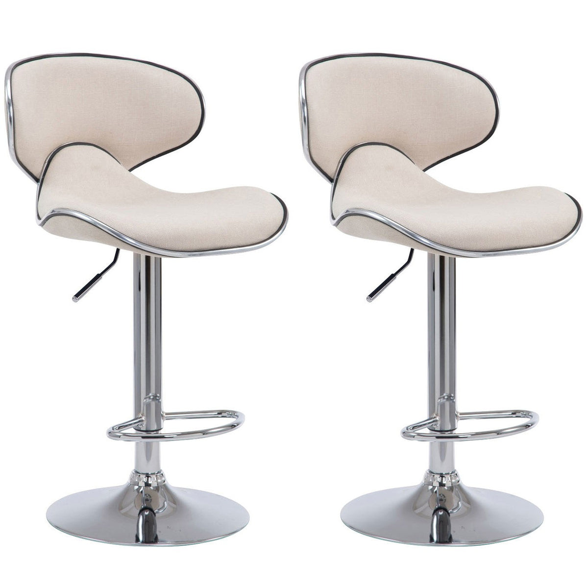 2er Set Barhocker Las Vegas V2 Stoff chrom - creme